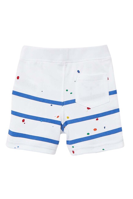 Striped Paint-Splatter Shorts